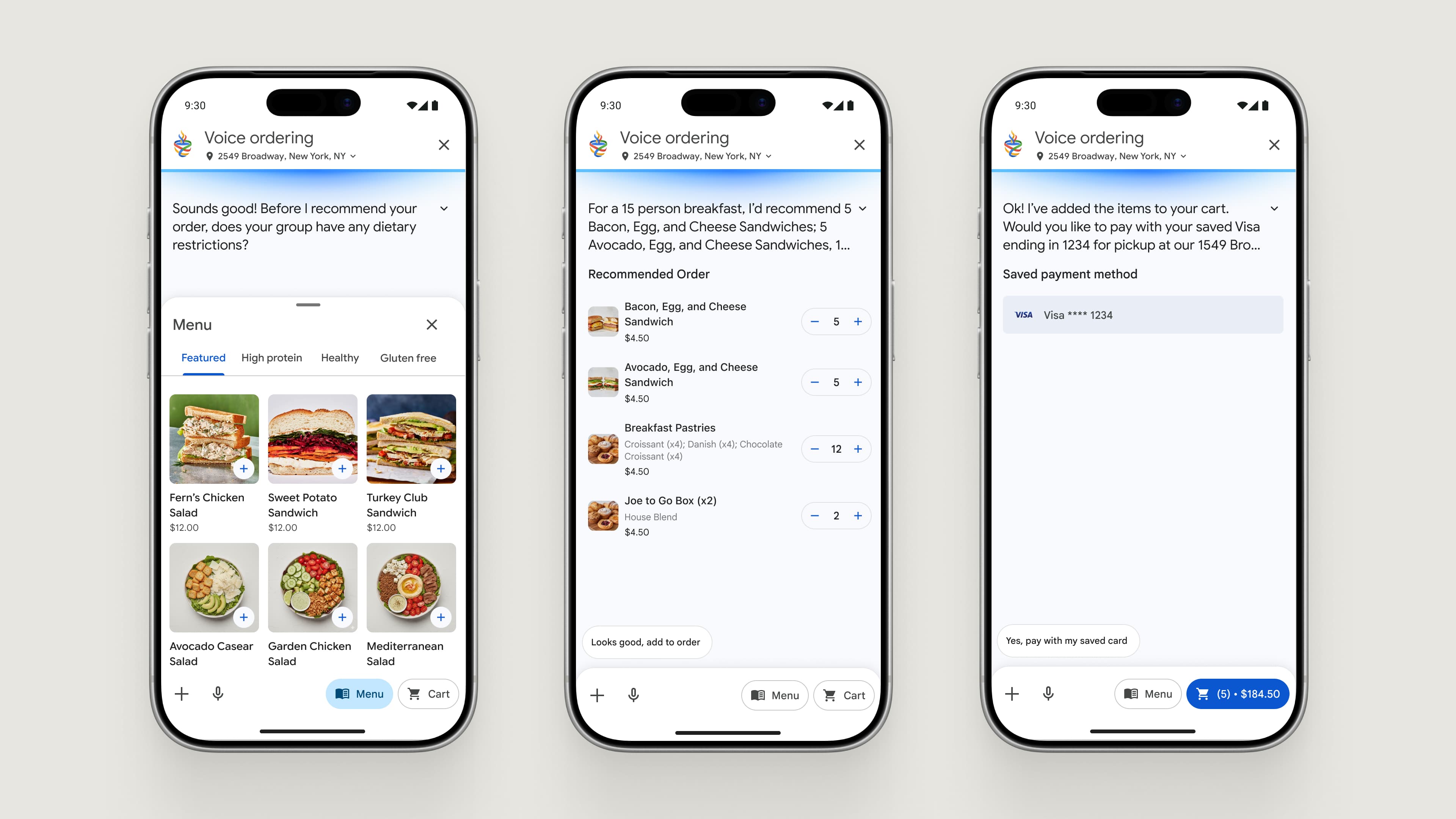 Customer solution UI for group ordering