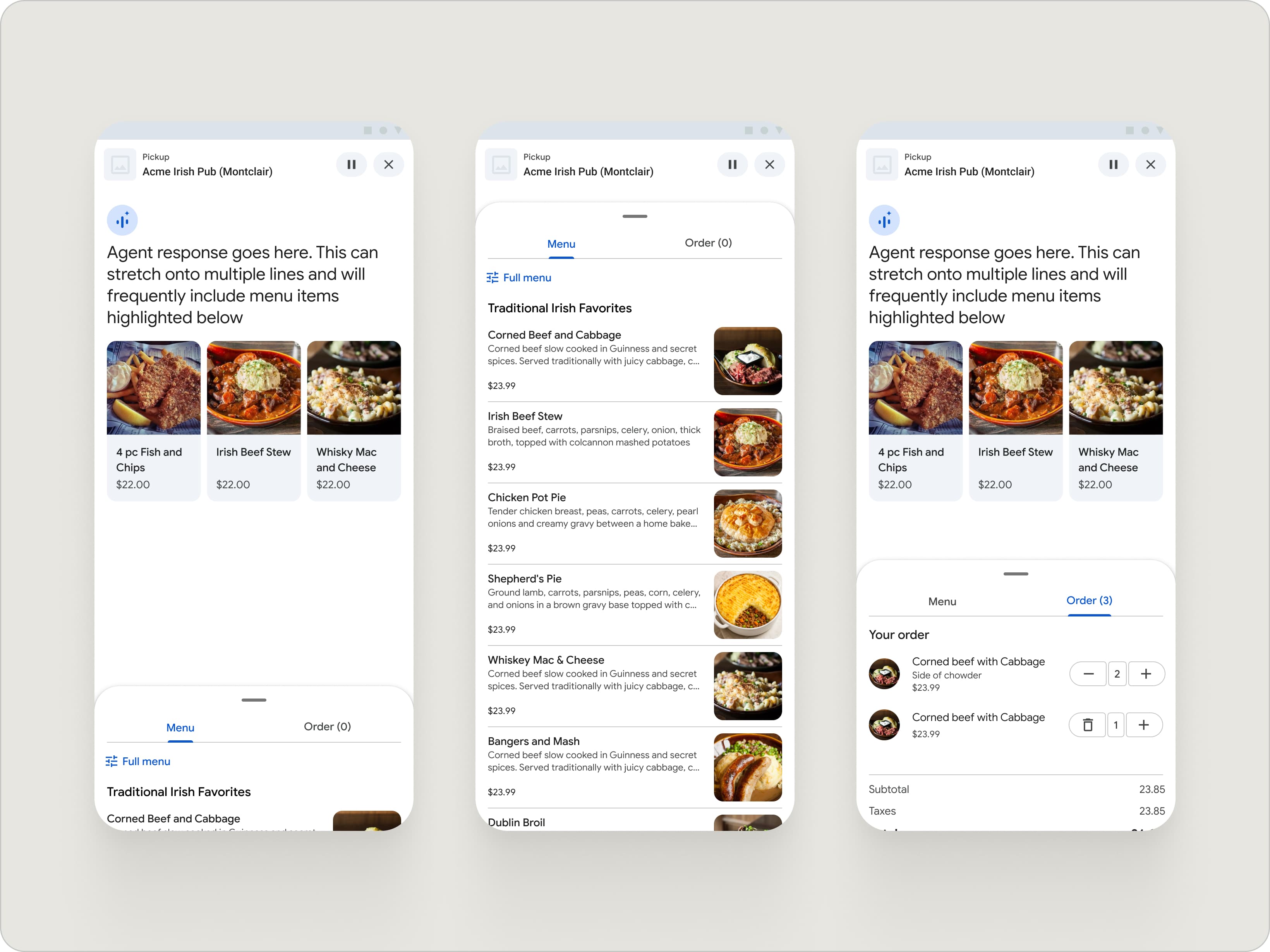 Food ordering UI after a two week sprint with bottom sheet
