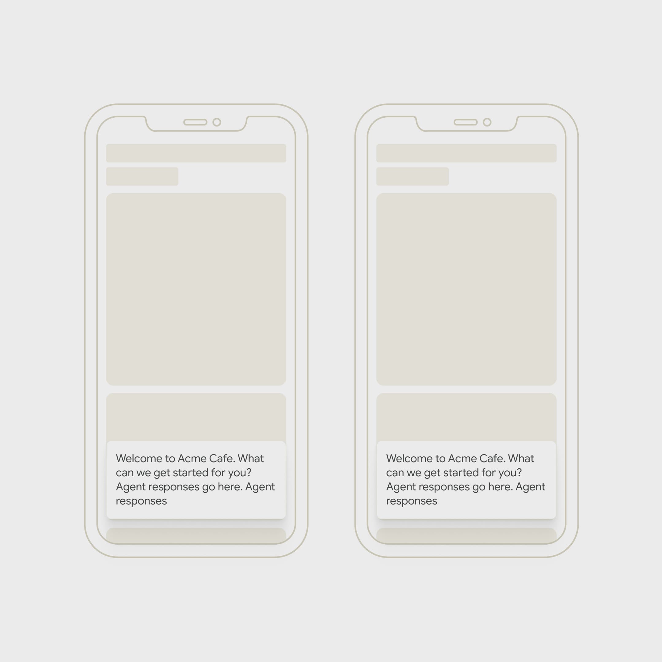 Hybrid overlay ordering concept on two phone mockups