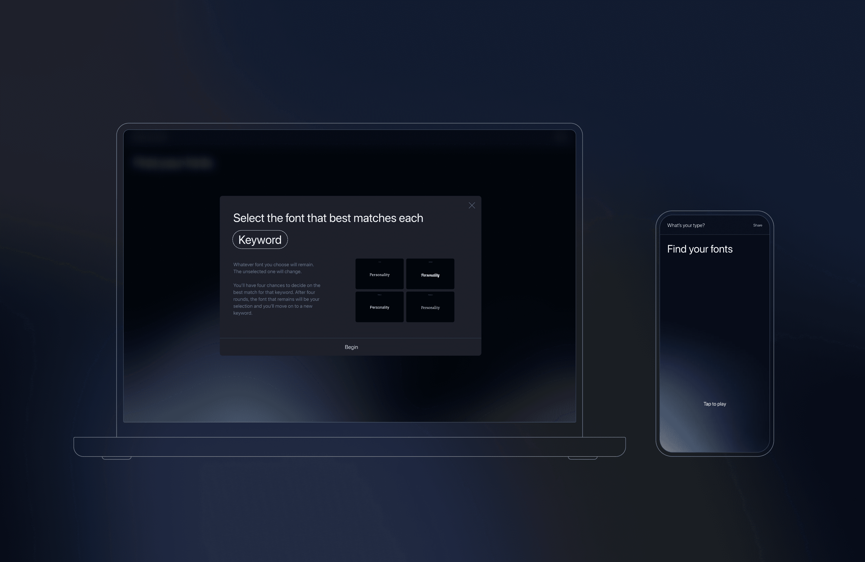 Instructional popup explaining the structure and purpose of the survey before it begins